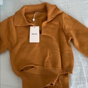 Zara Rust Orange Collared Knit Sweater